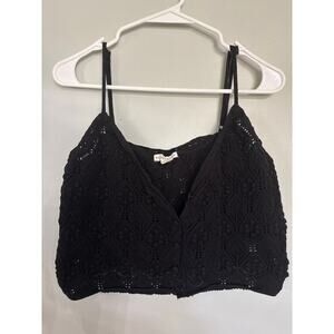 Aéropostale XL Black Crochet Lace Bralette Crop Top Adjustable Straps